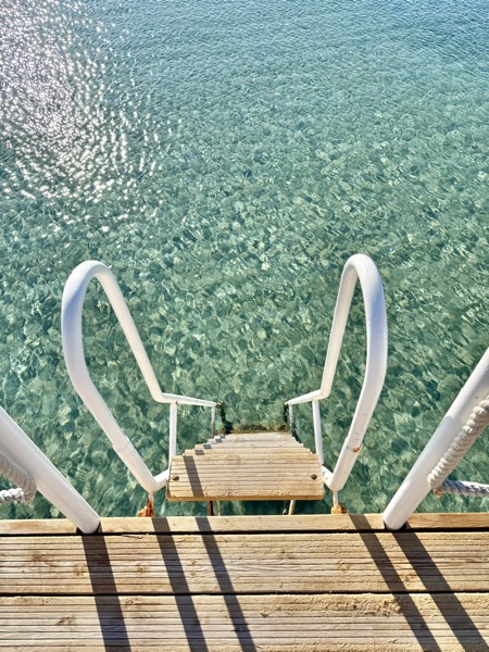 Pier steps into crystal-clear turquoise water