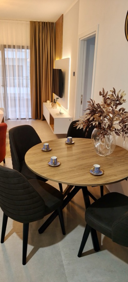 Living and dining room, evening ambience