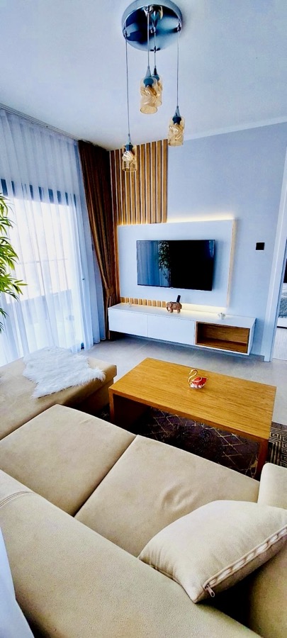 Living room with TV wall and sofa