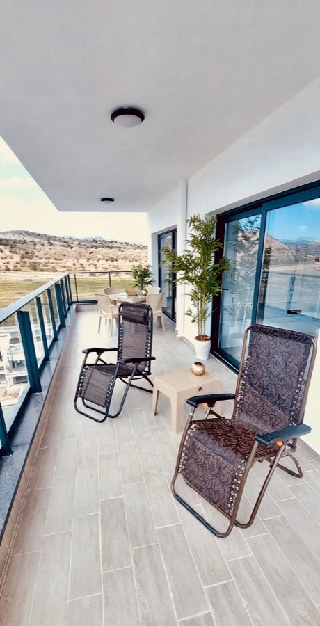 Terrace lounge chairs with panoramic view